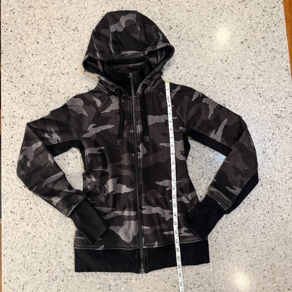 Athleta Triumph Hoodie Sweatshirt Full Front Zip Black Camo Women's Size XXS - Picture 6 of 11